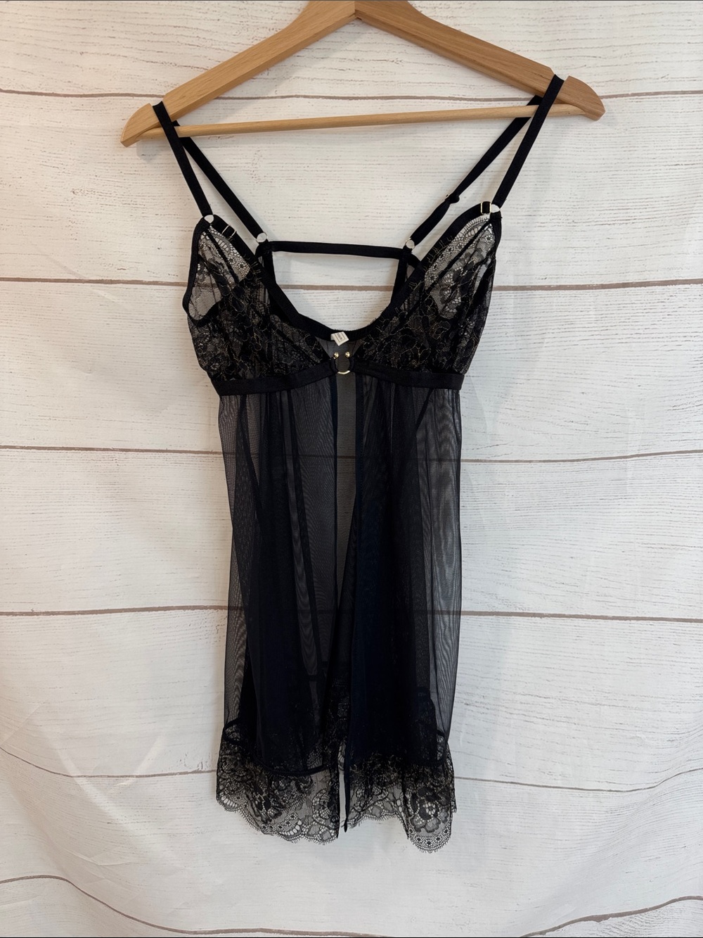 intimissimi Sheer Black Lace Babydoll Nightdress - Women's Intimates Size Small